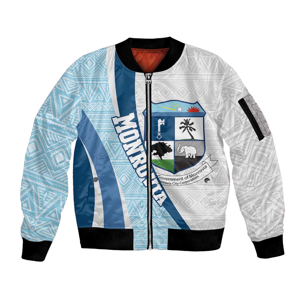 Liberia Monrovia Capital Sleeve Zip Bomber Jacket African Pattern Curves Style