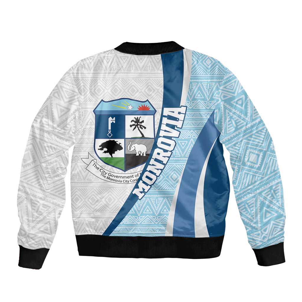 Liberia Monrovia Capital Sleeve Zip Bomber Jacket African Pattern Curves Style