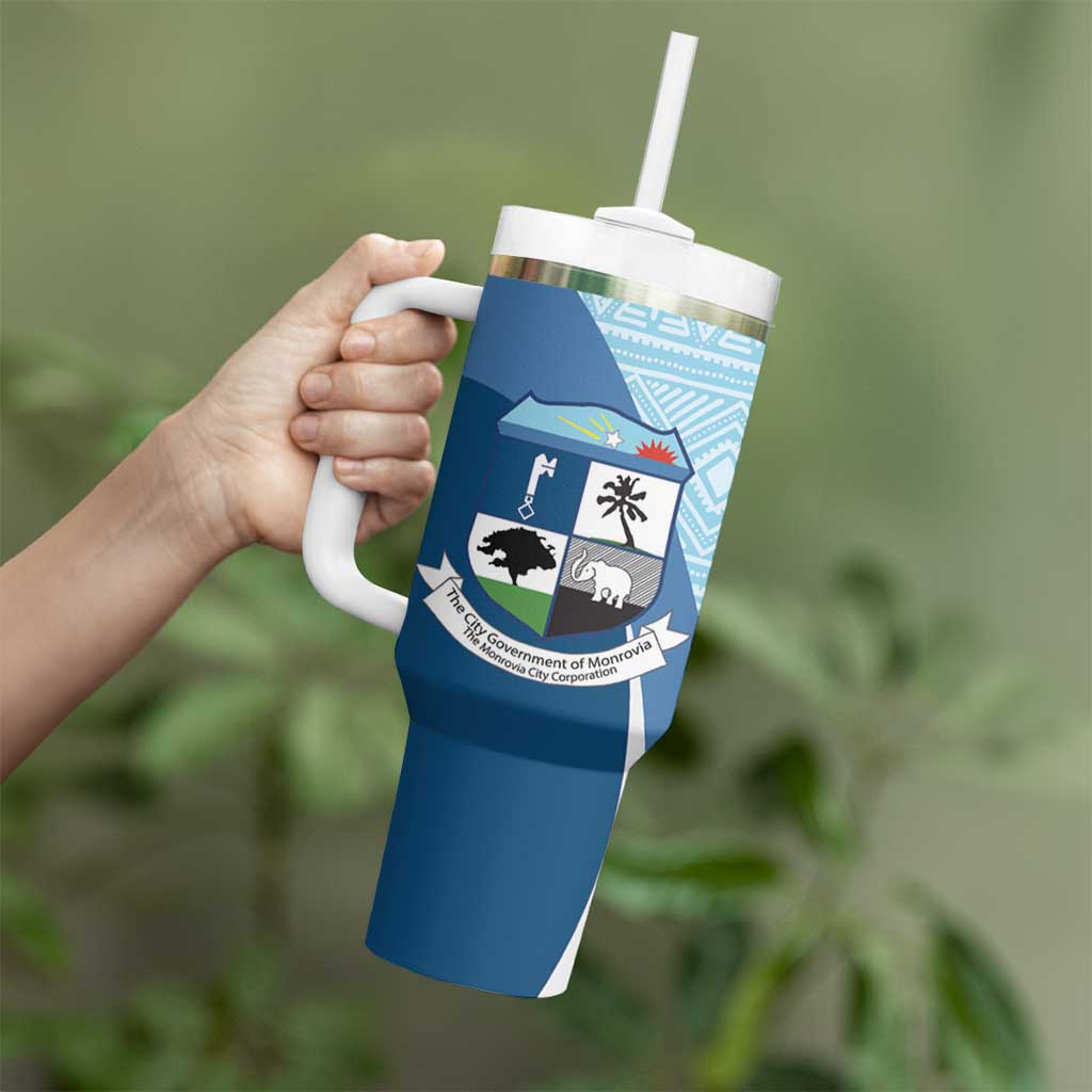 Liberia Monrovia Capital Tumbler With Handle African Pattern Curves Style