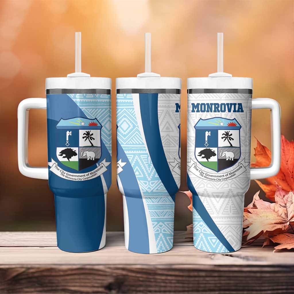 Liberia Monrovia Capital Tumbler With Handle African Pattern Curves Style