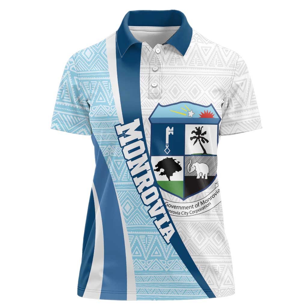 Liberia Monrovia Capital Women Polo Shirt African Pattern Curves Style