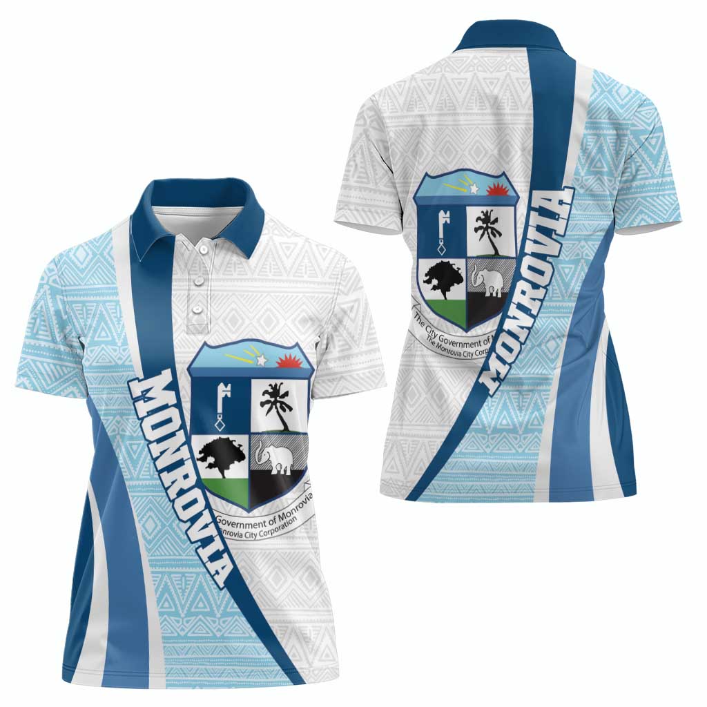Liberia Monrovia Capital Women Polo Shirt African Pattern Curves Style