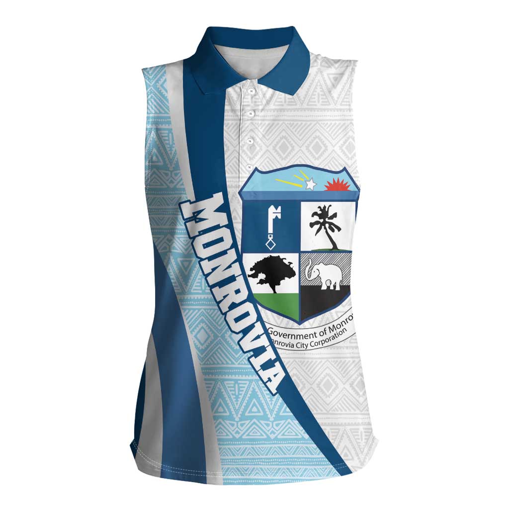 Liberia Monrovia Capital Women Sleeveless Polo Shirt African Pattern Curves Style