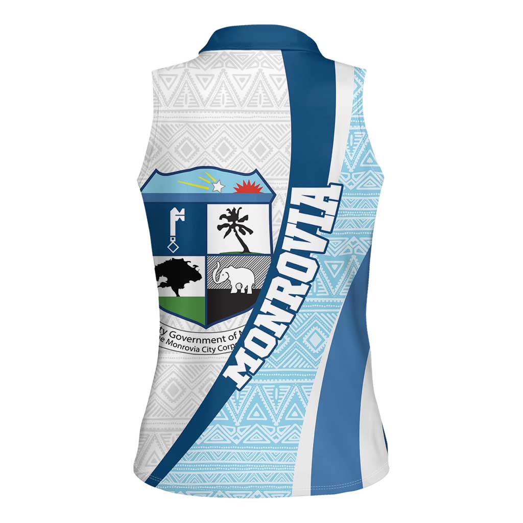 Liberia Monrovia Capital Women Sleeveless Polo Shirt African Pattern Curves Style