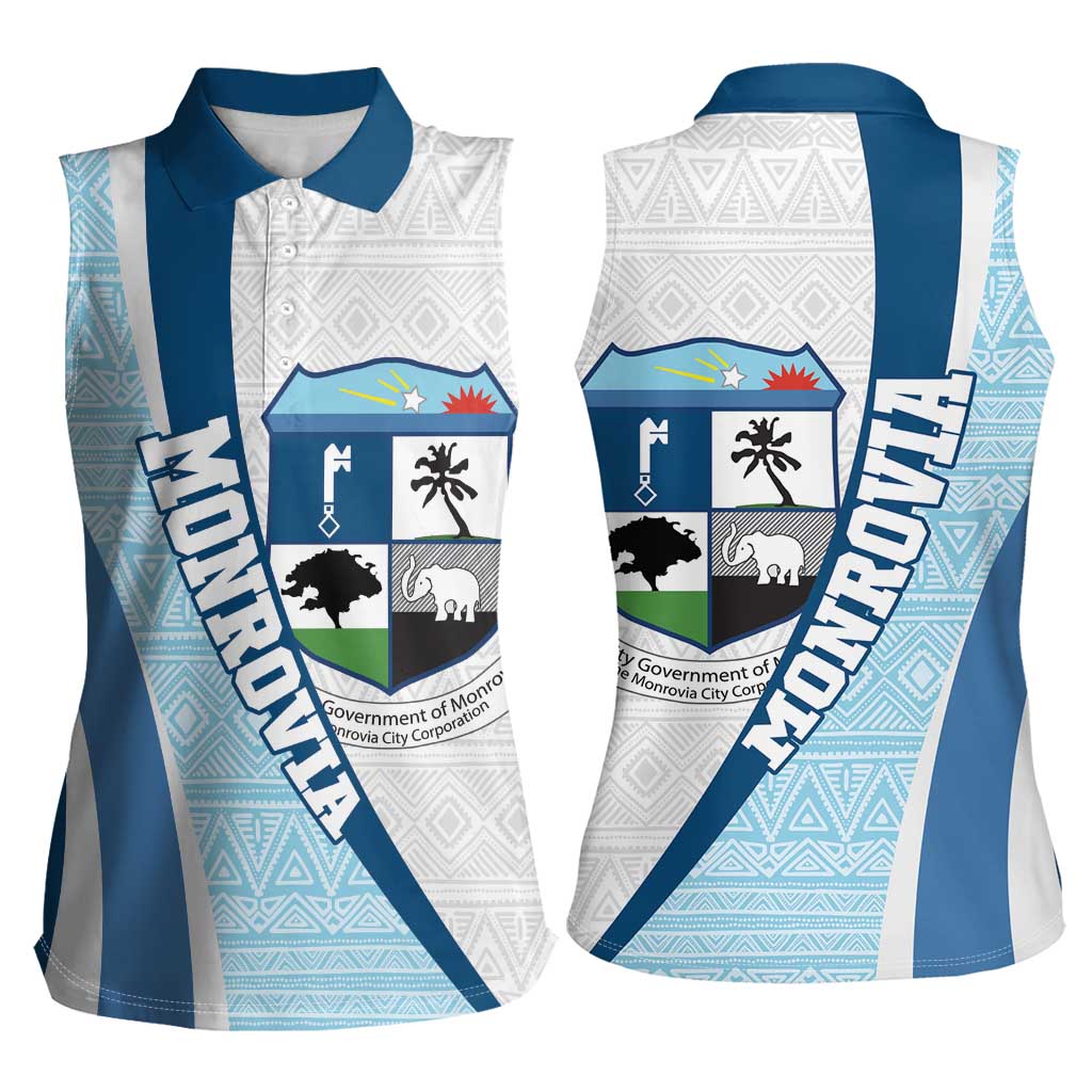 Liberia Monrovia Capital Women Sleeveless Polo Shirt African Pattern Curves Style