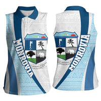 Liberia Monrovia Capital Women Sleeveless Polo Shirt African Pattern Curves Style