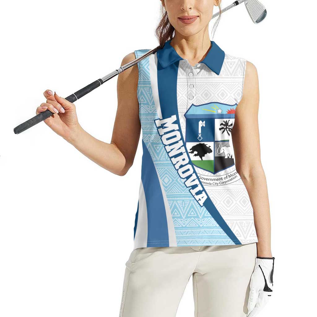 Liberia Monrovia Capital Women Sleeveless Polo Shirt African Pattern Curves Style