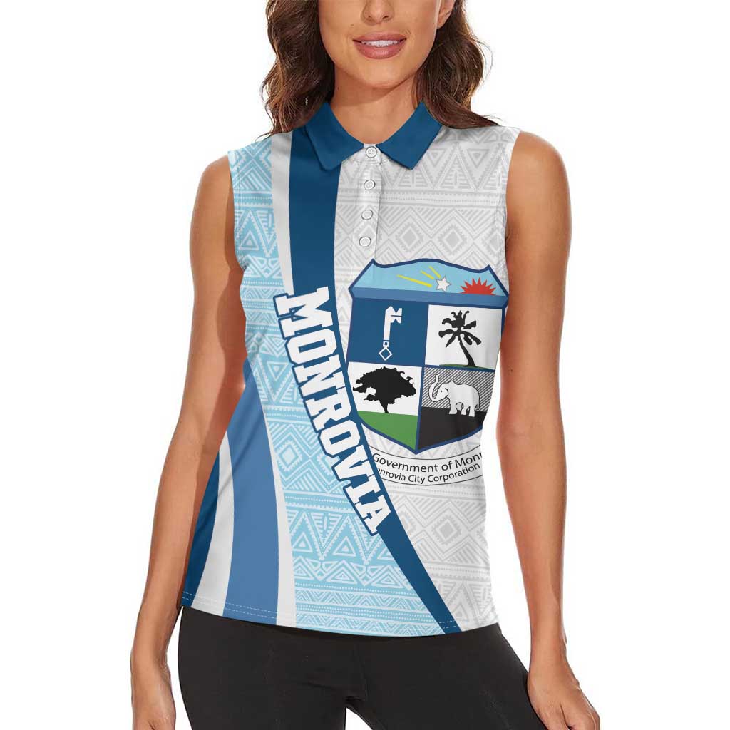 Liberia Monrovia Capital Women Sleeveless Polo Shirt African Pattern Curves Style