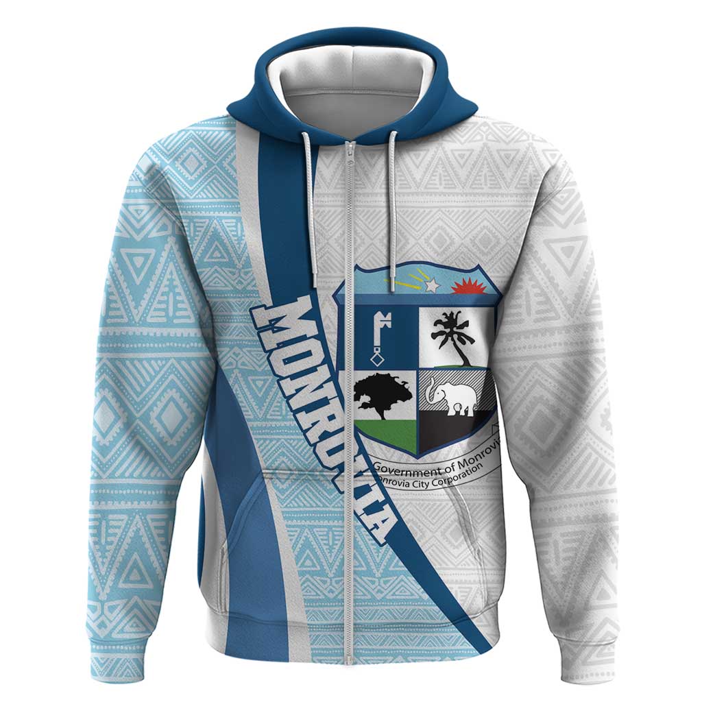 Liberia Monrovia Capital Zip Hoodie African Pattern Curves Style