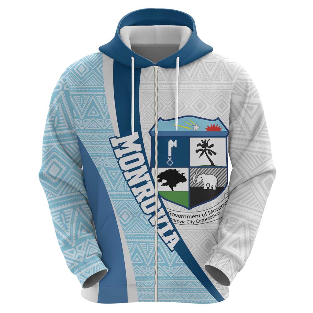 Liberia Monrovia Capital Zip Hoodie African Pattern Curves Style