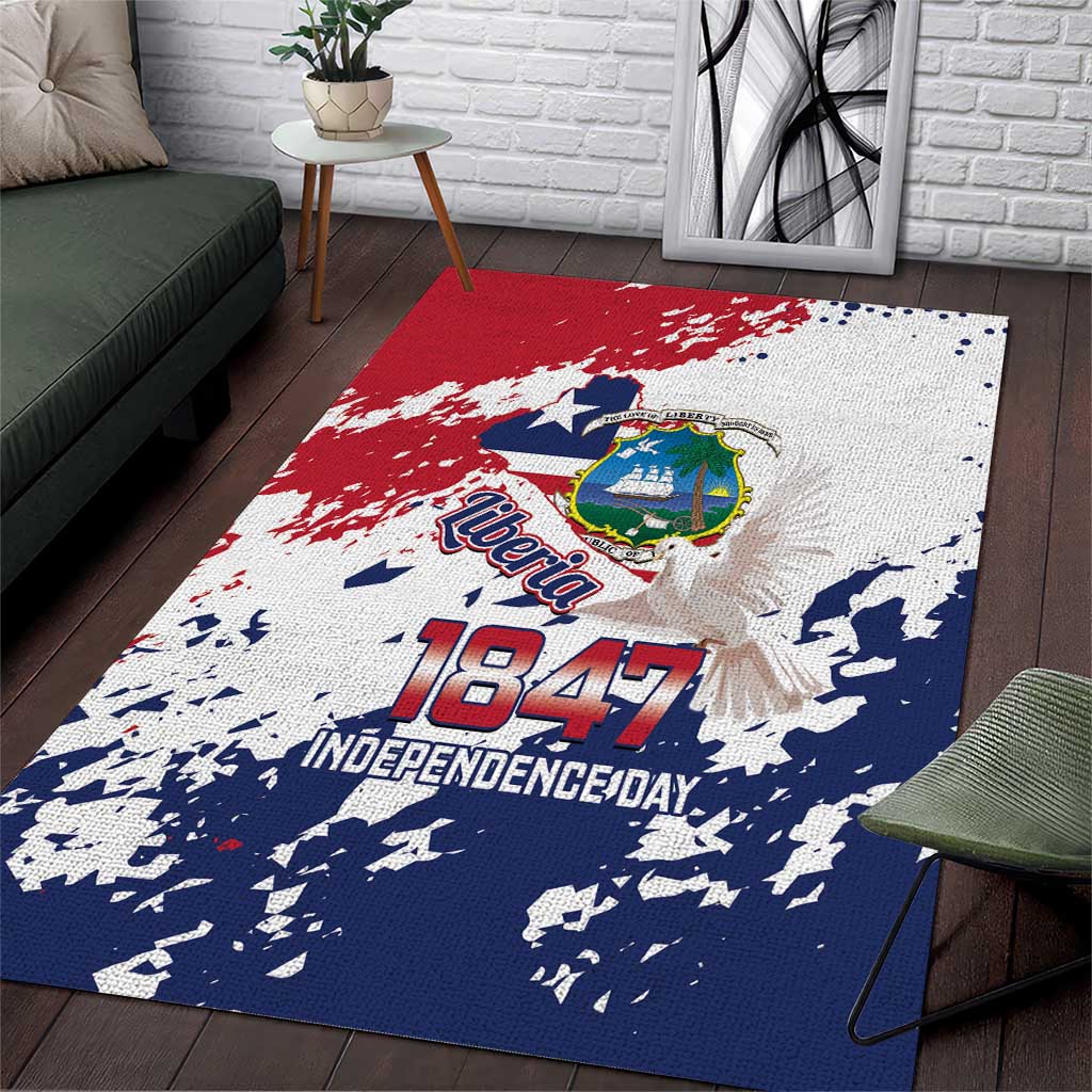 Liberia 1847 Independence Day Area Rug Coat Of Arms Grunge Style