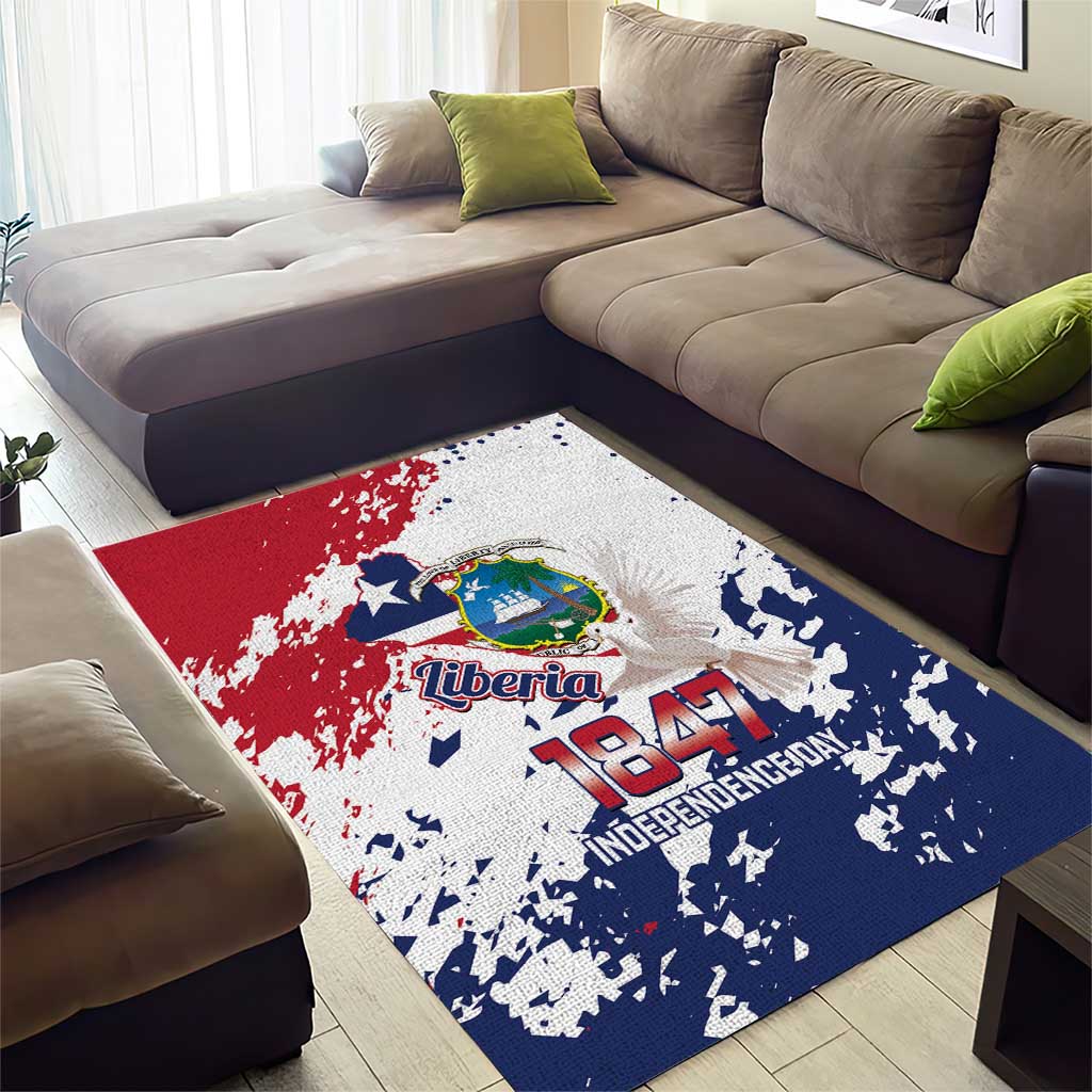 Liberia 1847 Independence Day Area Rug Coat Of Arms Grunge Style
