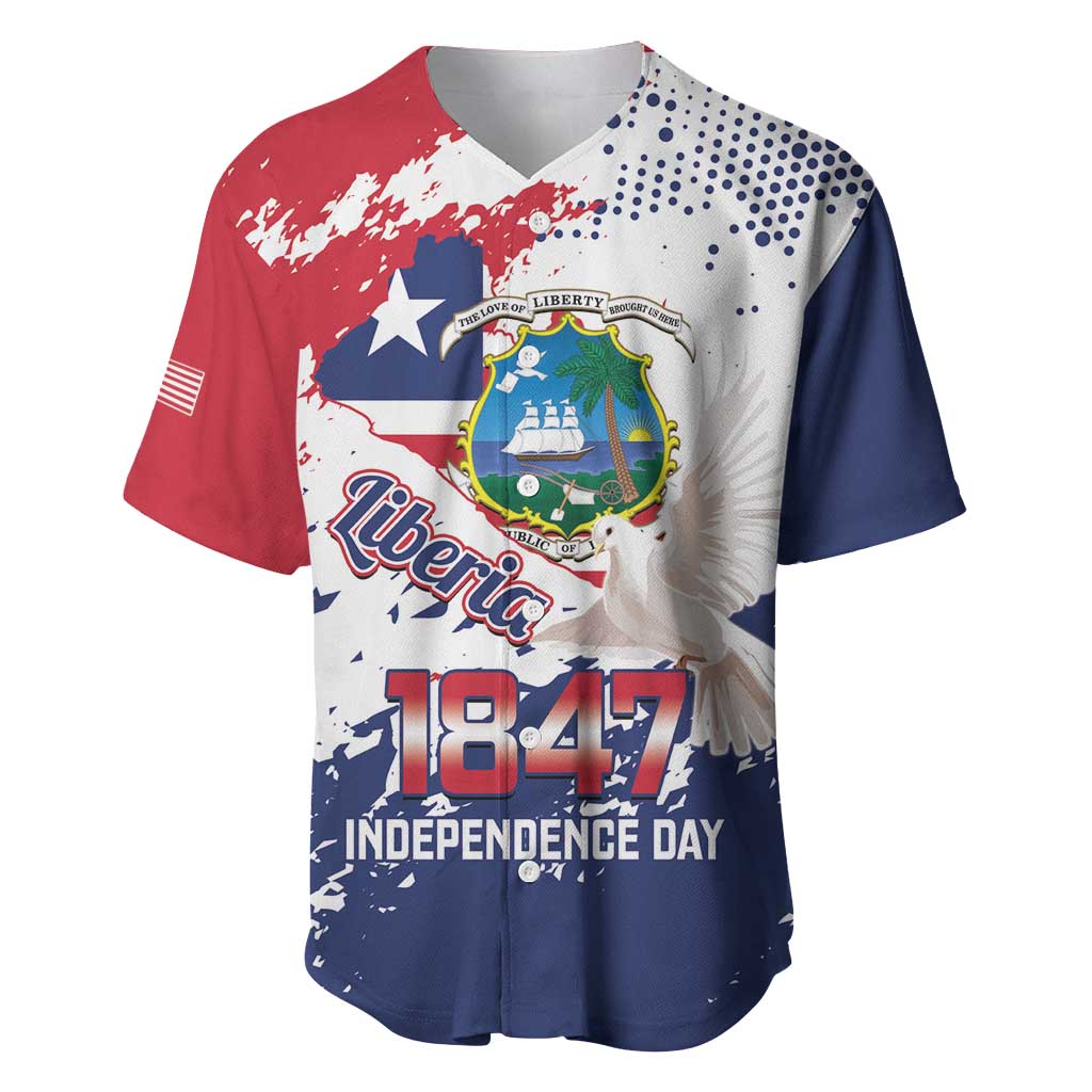 Liberia 1847 Independence Day Baseball Jersey Coat Of Arms Grunge Style