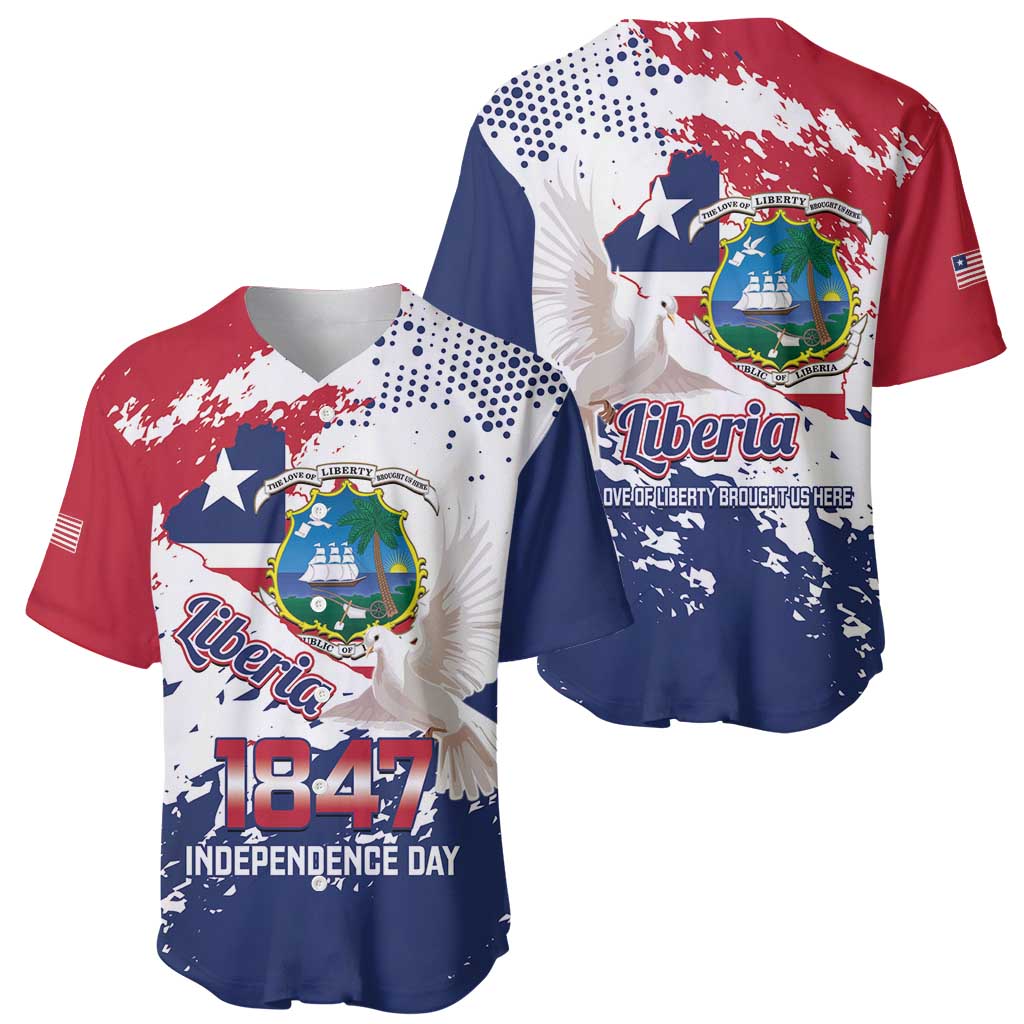 Liberia 1847 Independence Day Baseball Jersey Coat Of Arms Grunge Style