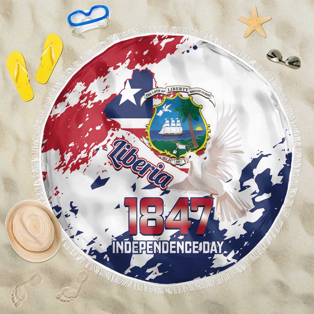 Liberia 1847 Independence Day Beach Blanket Coat Of Arms Grunge Style