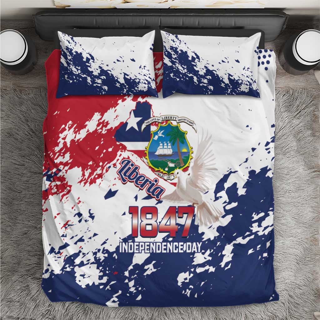 Liberia 1847 Independence Day Bedding Set Coat Of Arms Grunge Style
