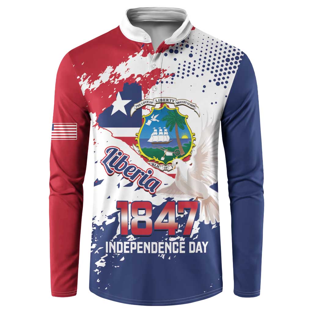 Liberia 1847 Independence Day Button Sweatshirt Coat Of Arms Grunge Style