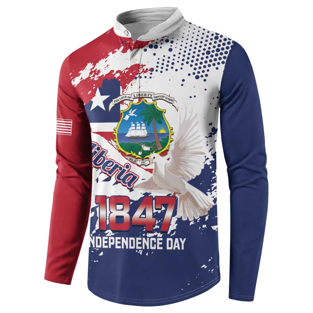 Liberia 1847 Independence Day Button Sweatshirt Coat Of Arms Grunge Style