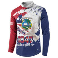 Liberia 1847 Independence Day Button Sweatshirt Coat Of Arms Grunge Style