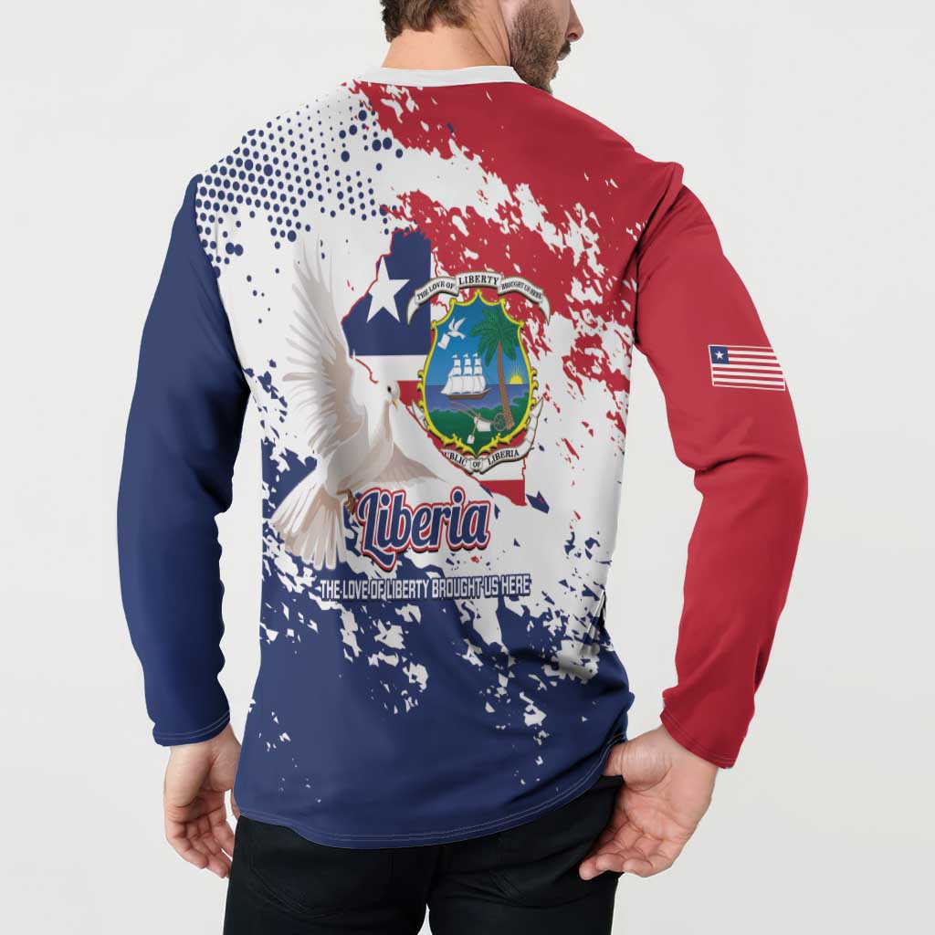 Liberia 1847 Independence Day Button Sweatshirt Coat Of Arms Grunge Style