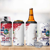 Liberia 1847 Independence Day 4 in 1 Can Cooler Tumbler Coat Of Arms Grunge Style