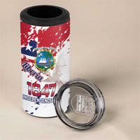 Liberia 1847 Independence Day 4 in 1 Can Cooler Tumbler Coat Of Arms Grunge Style