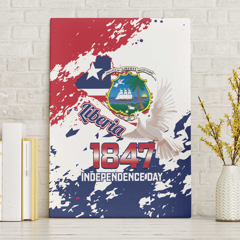 Liberia 1847 Independence Day Canvas Wall Art Coat Of Arms Grunge Style