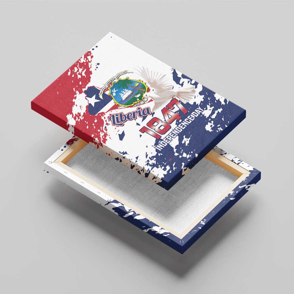 Liberia 1847 Independence Day Canvas Wall Art Coat Of Arms Grunge Style