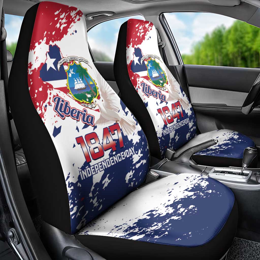 Liberia 1847 Independence Day Car Seat Cover Coat Of Arms Grunge Style