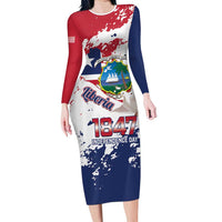 Liberia 1847 Independence Day Family Matching Long Sleeve Bodycon Dress and Hawaiian Shirt Coat Of Arms Grunge Style