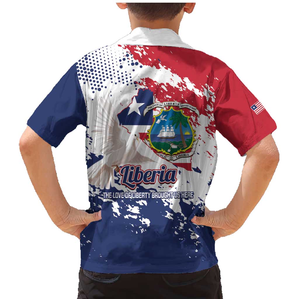 Liberia 1847 Independence Day Family Matching Mermaid Dress and Hawaiian Shirt Coat Of Arms Grunge Style