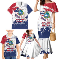 Liberia 1847 Independence Day Family Matching Mermaid Dress and Hawaiian Shirt Coat Of Arms Grunge Style