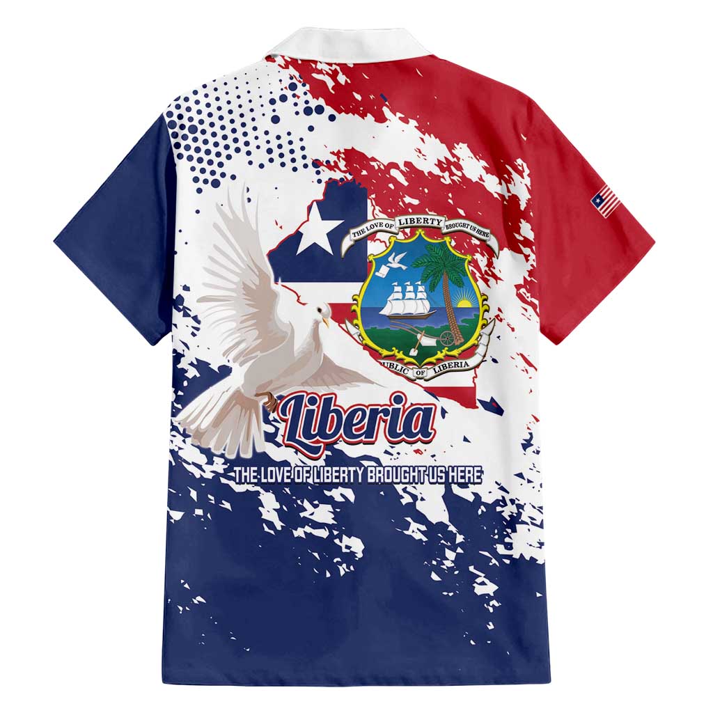 Liberia 1847 Independence Day Family Matching Off Shoulder Maxi Dress and Hawaiian Shirt Coat Of Arms Grunge Style