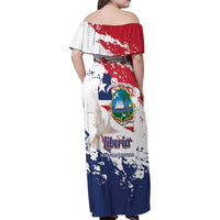 Liberia 1847 Independence Day Family Matching Off Shoulder Maxi Dress and Hawaiian Shirt Coat Of Arms Grunge Style