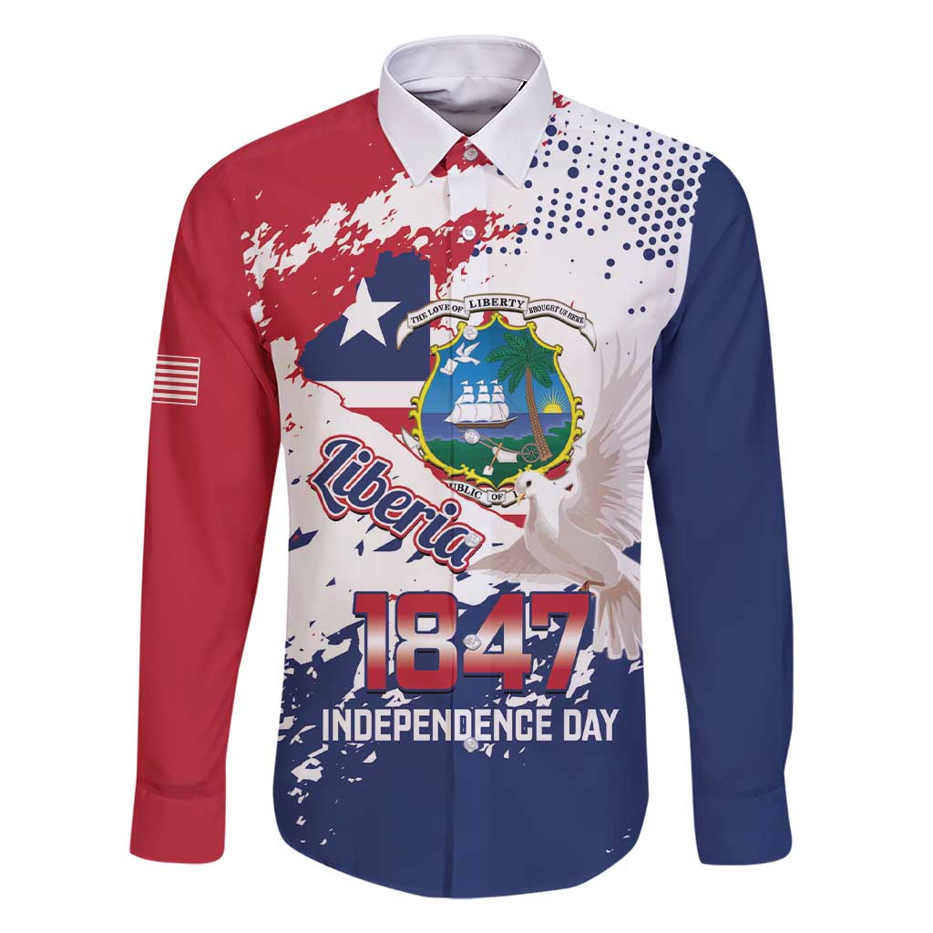 Liberia 1847 Independence Day Family Matching Short Sleeve Bodycon Dress and Hawaiian Shirt Coat Of Arms Grunge Style