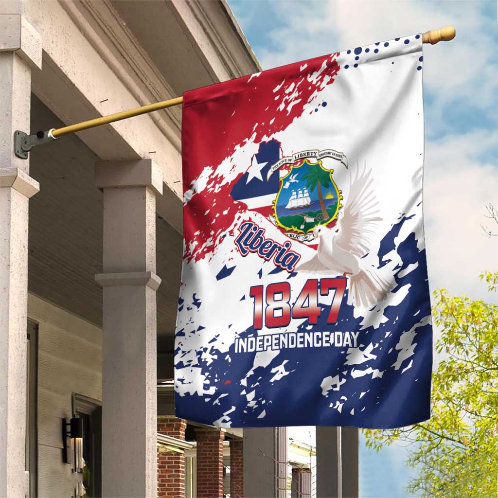 Liberia 1847 Independence Day Garden Flag Coat Of Arms Grunge Style