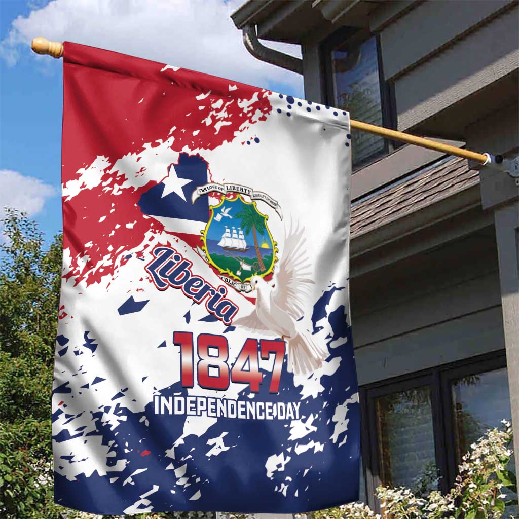 Liberia 1847 Independence Day Garden Flag Coat Of Arms Grunge Style
