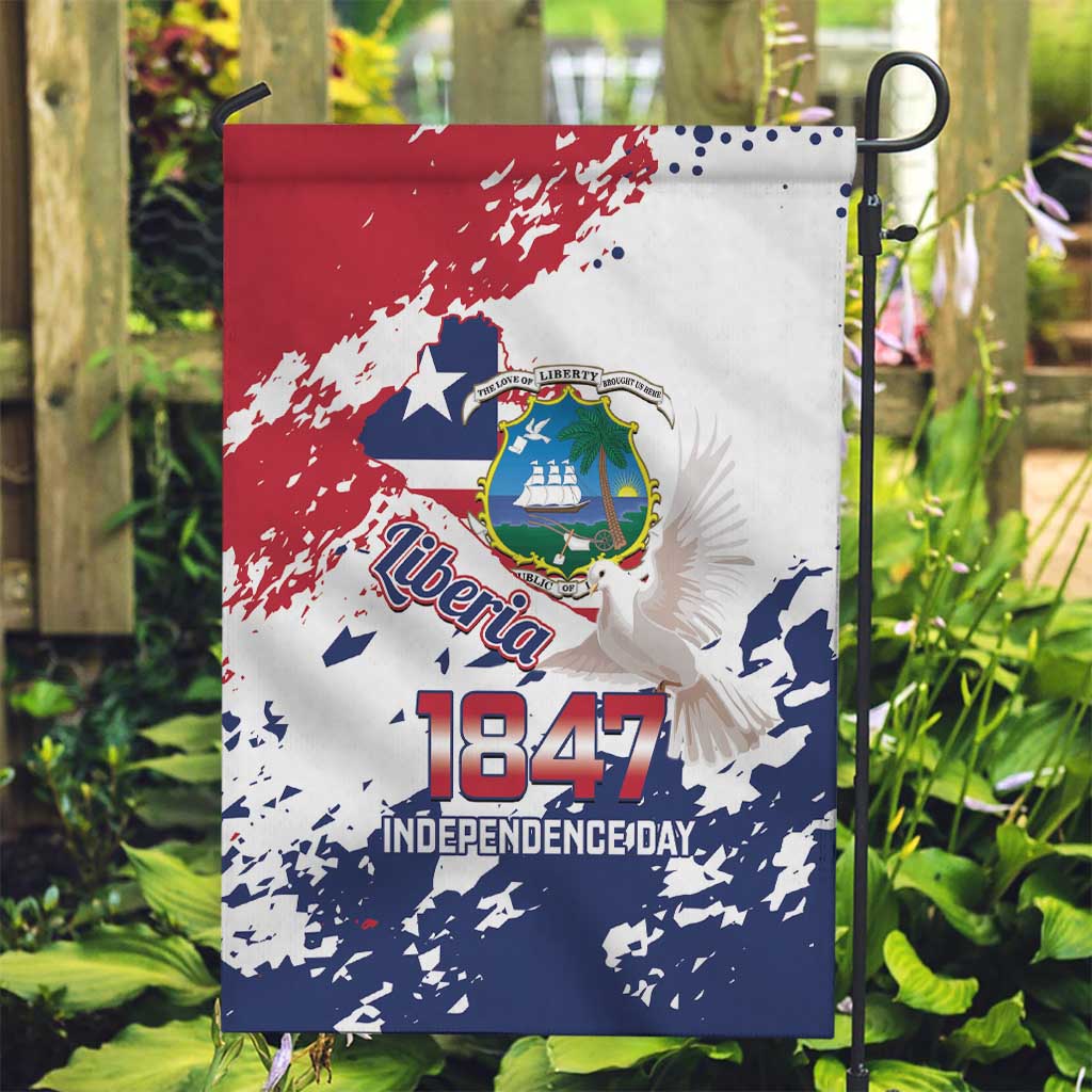 Liberia 1847 Independence Day Garden Flag Coat Of Arms Grunge Style
