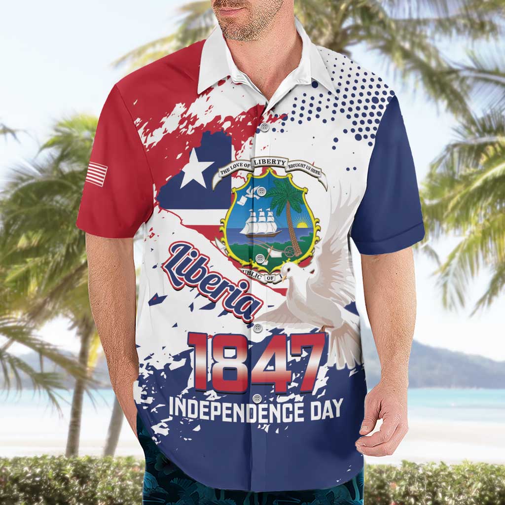 Liberia 1847 Independence Day Hawaiian Shirt Coat Of Arms Grunge Style