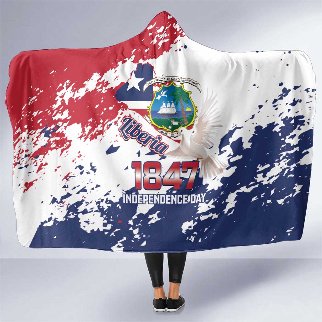 Liberia 1847 Independence Day Hooded Blanket Coat Of Arms Grunge Style