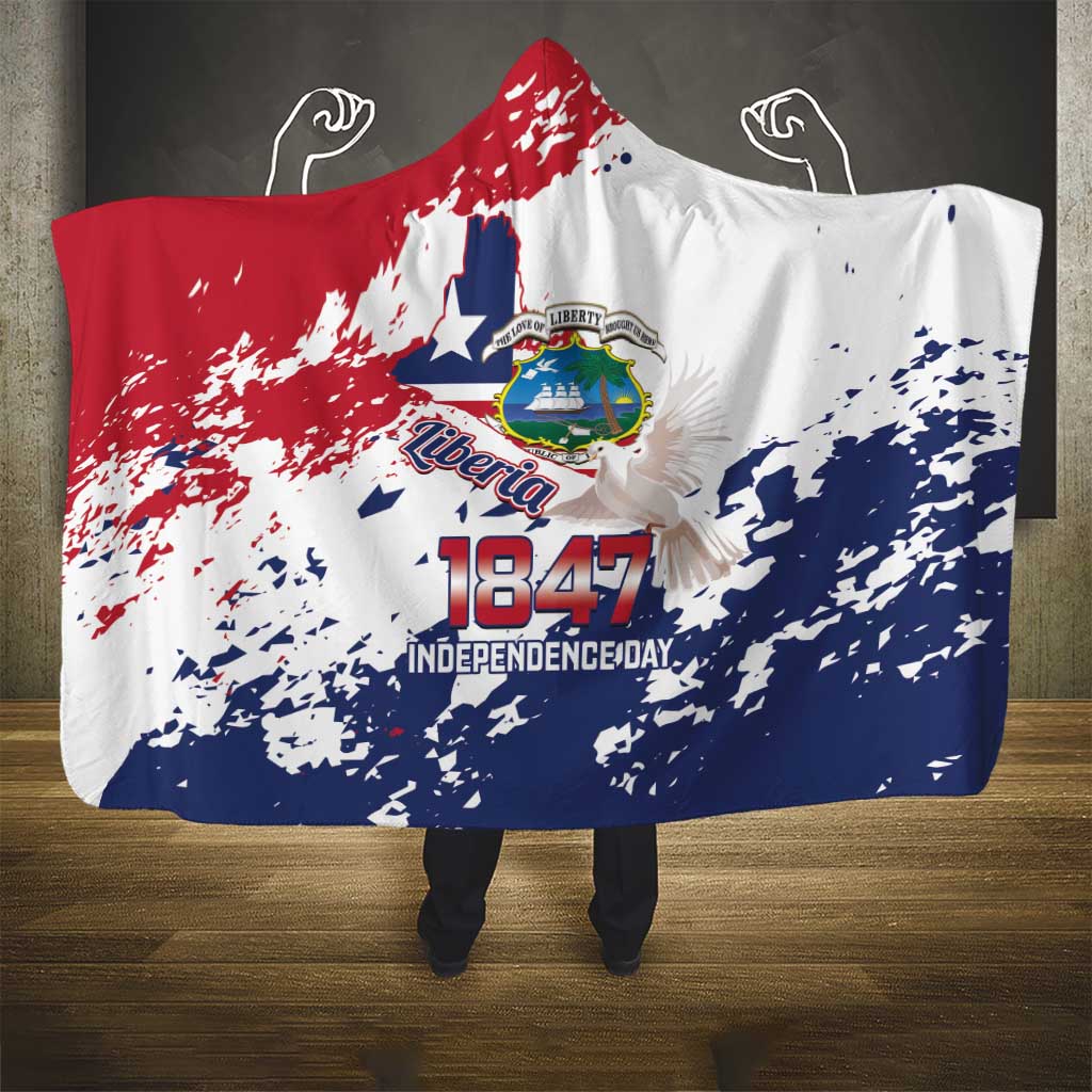 Liberia 1847 Independence Day Hooded Blanket Coat Of Arms Grunge Style