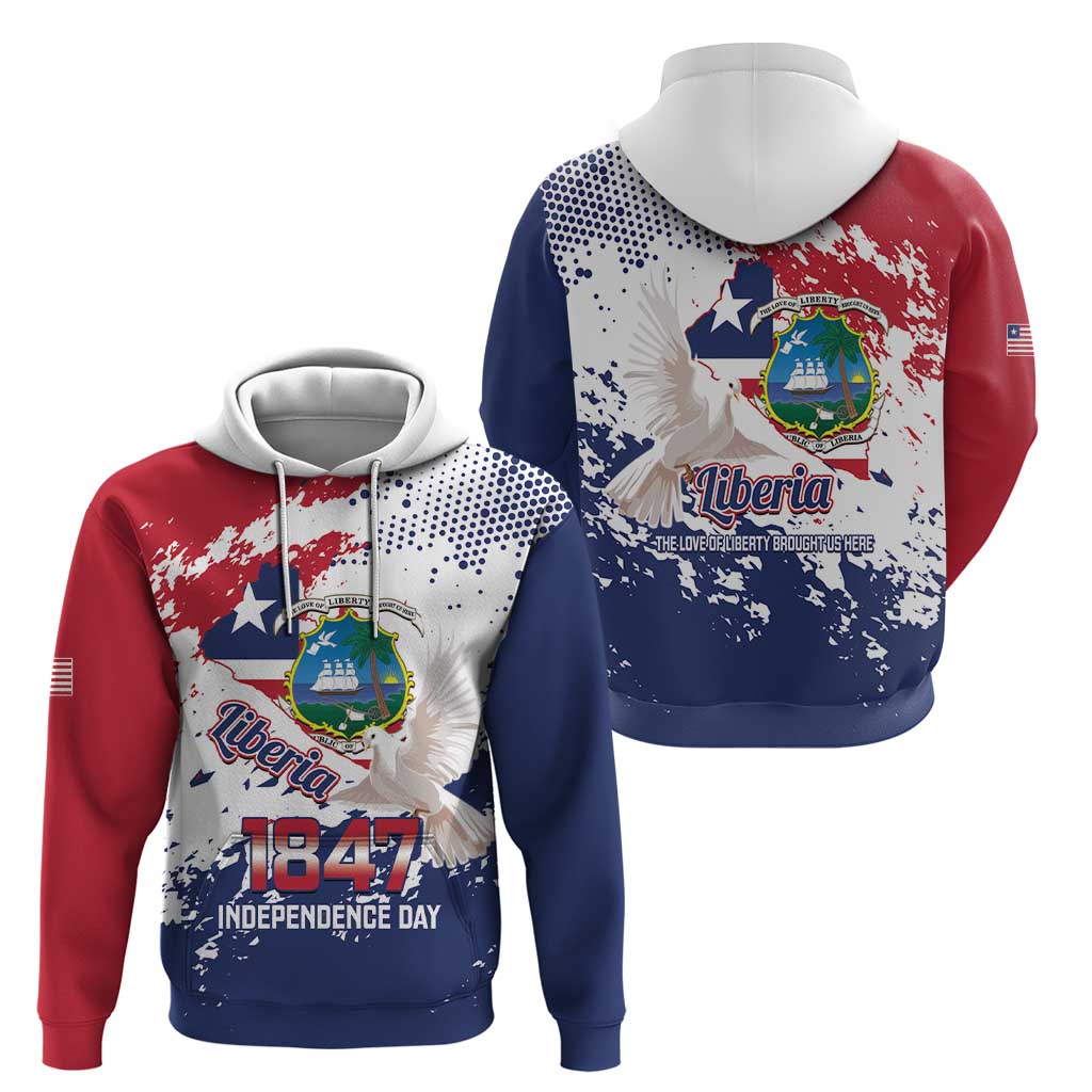 Liberia 1847 Independence Day Hoodie Coat Of Arms Grunge Style