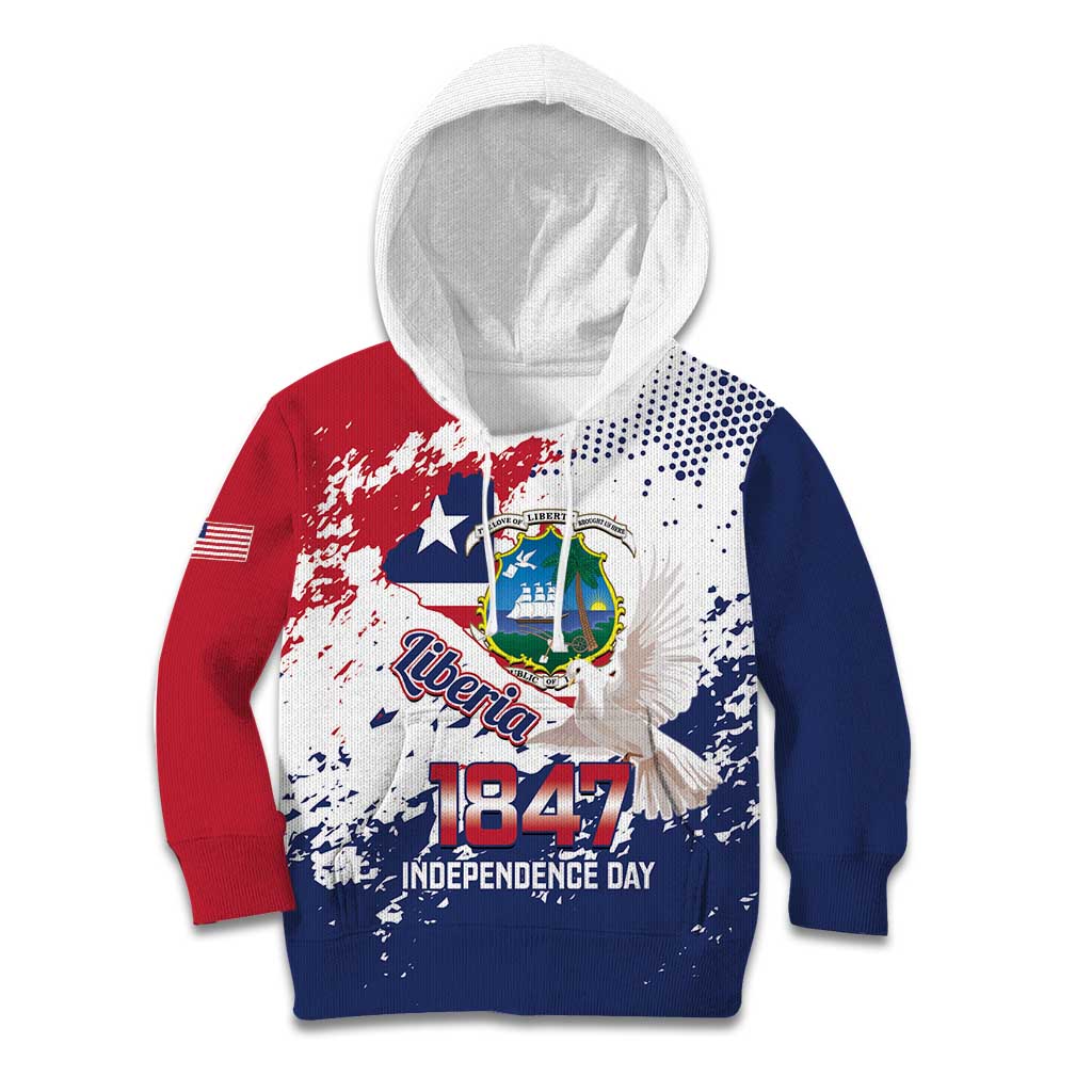 Liberia 1847 Independence Day Kid Hoodie Coat Of Arms Grunge Style