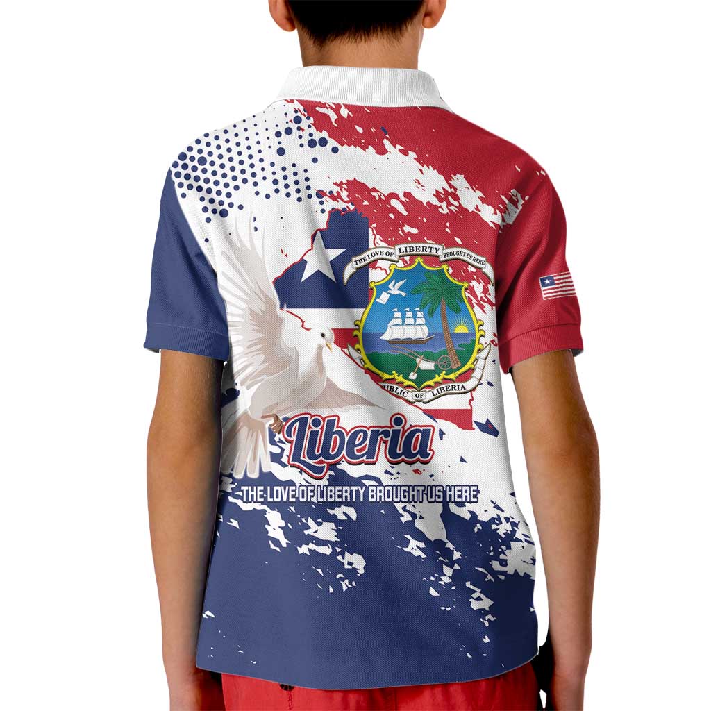 Liberia 1847 Independence Day Kid Polo Shirt Coat Of Arms Grunge Style