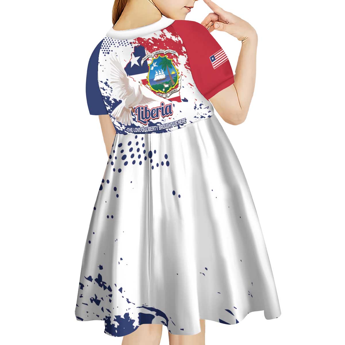 Liberia 1847 Independence Day Kid Short Sleeve Dress Coat Of Arms Grunge Style