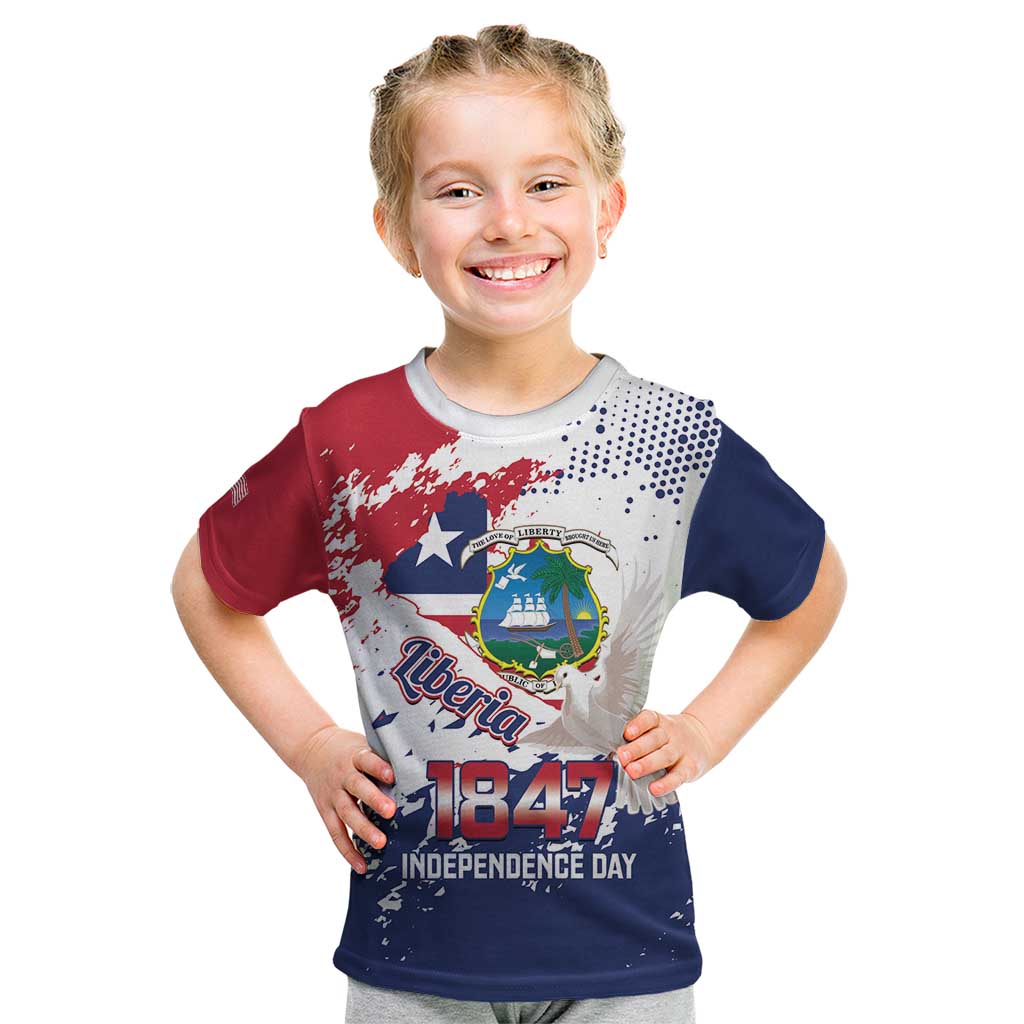 Liberia 1847 Independence Day Kid T Shirt Coat Of Arms Grunge Style