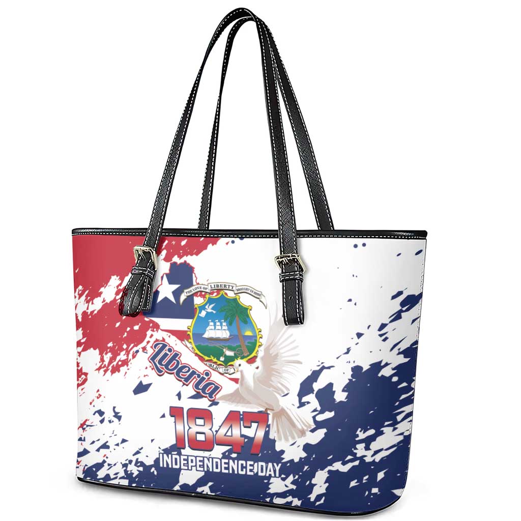 Liberia 1847 Independence Day Leather Tote Bag Coat Of Arms Grunge Style