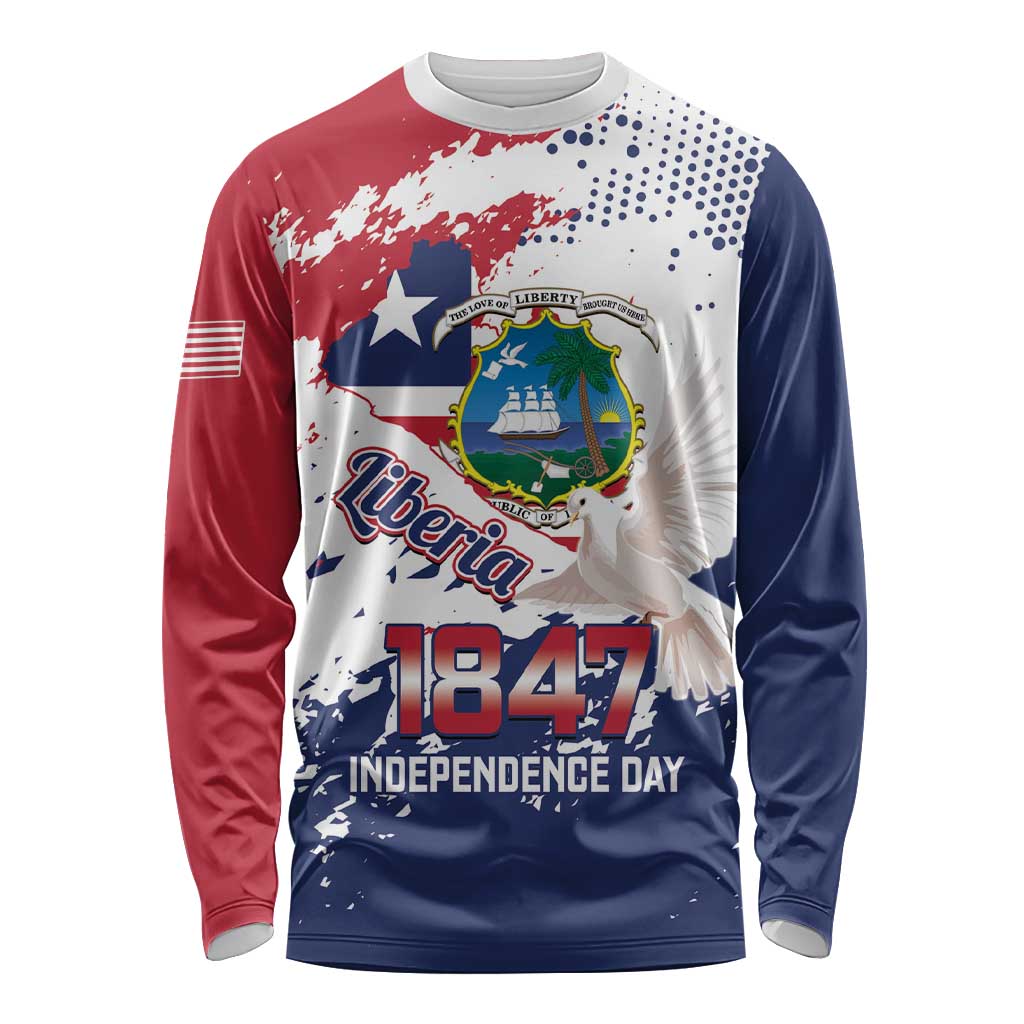 Liberia 1847 Independence Day Long Sleeve Shirt Coat Of Arms Grunge Style