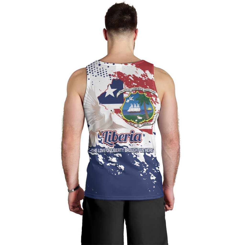 Liberia 1847 Independence Day Men Tank Top Coat Of Arms Grunge Style