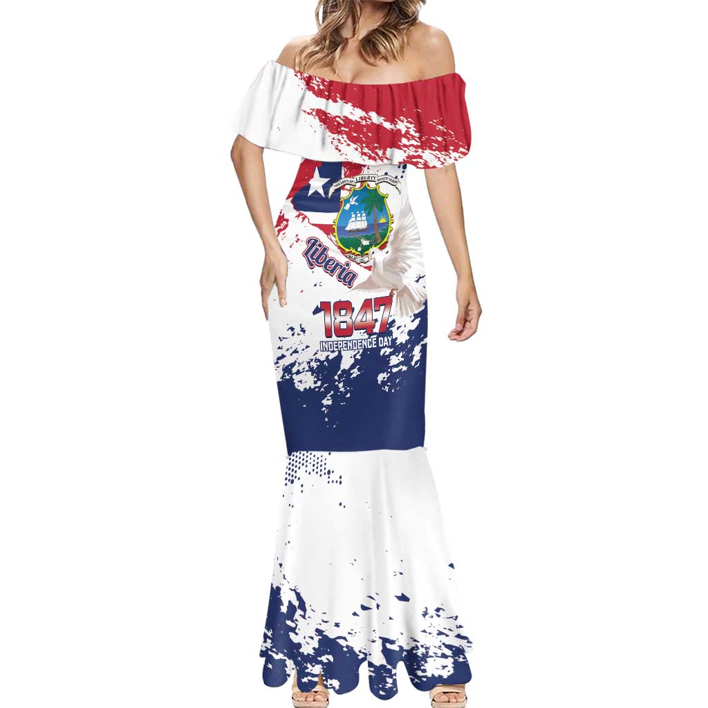 Liberia 1847 Independence Day Mermaid Dress Coat Of Arms Grunge Style